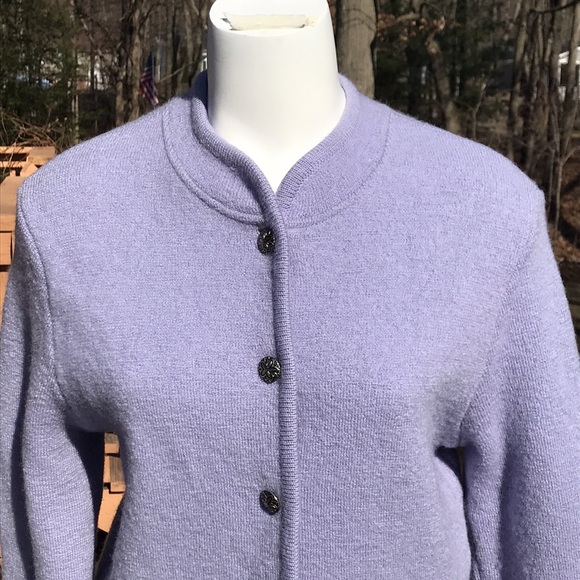 Talbots lavender wool sweater jacket L - Picture 2 of 8